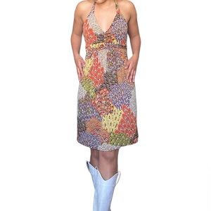 Boho floral halter dress